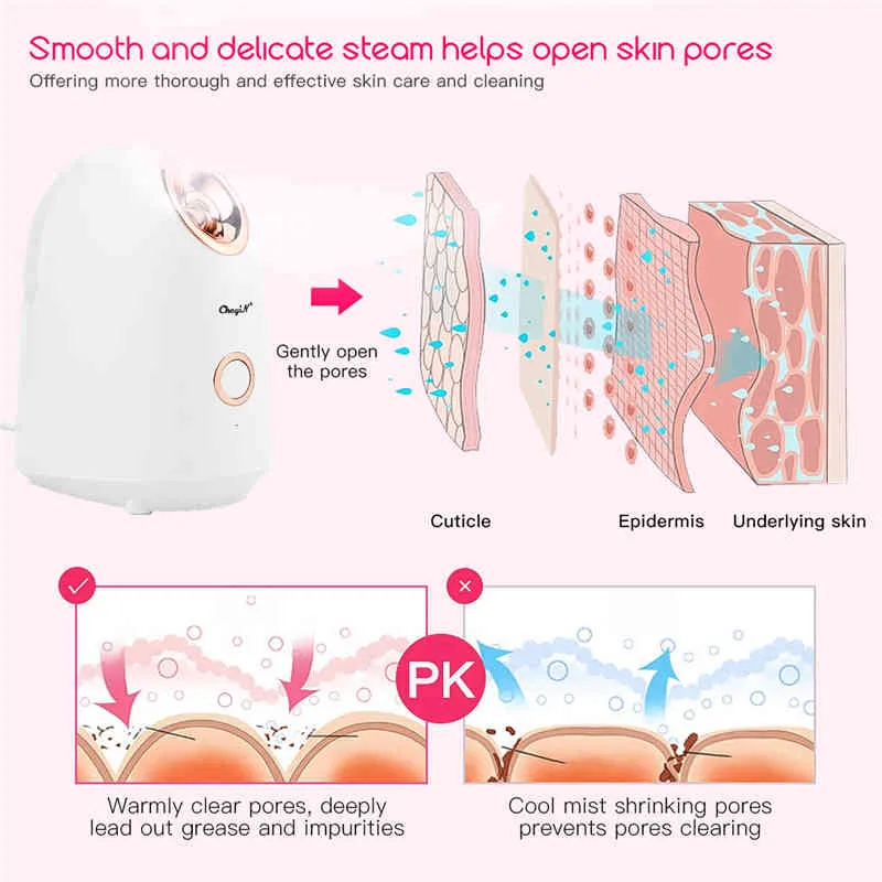 Professional Facial Steamer Nano Mist Deep Pore Cleanser Face Steaming Sauna Spa Humidifier Skin Beauty Blackhead Removal Q08848987