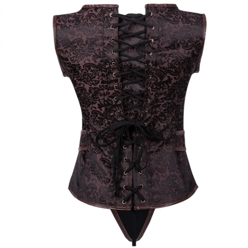 Steampunk Gothic Sleeveless Corset Top Korsett Waistcoat With 12