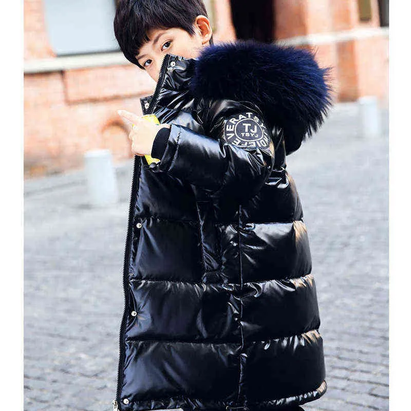 Teenager Autumn Winter Jackets Boys Girls Fashion Hooded Parkas Kids Waterproof Outwear Warm Thicken Cotton Lined Child Clothing 211027