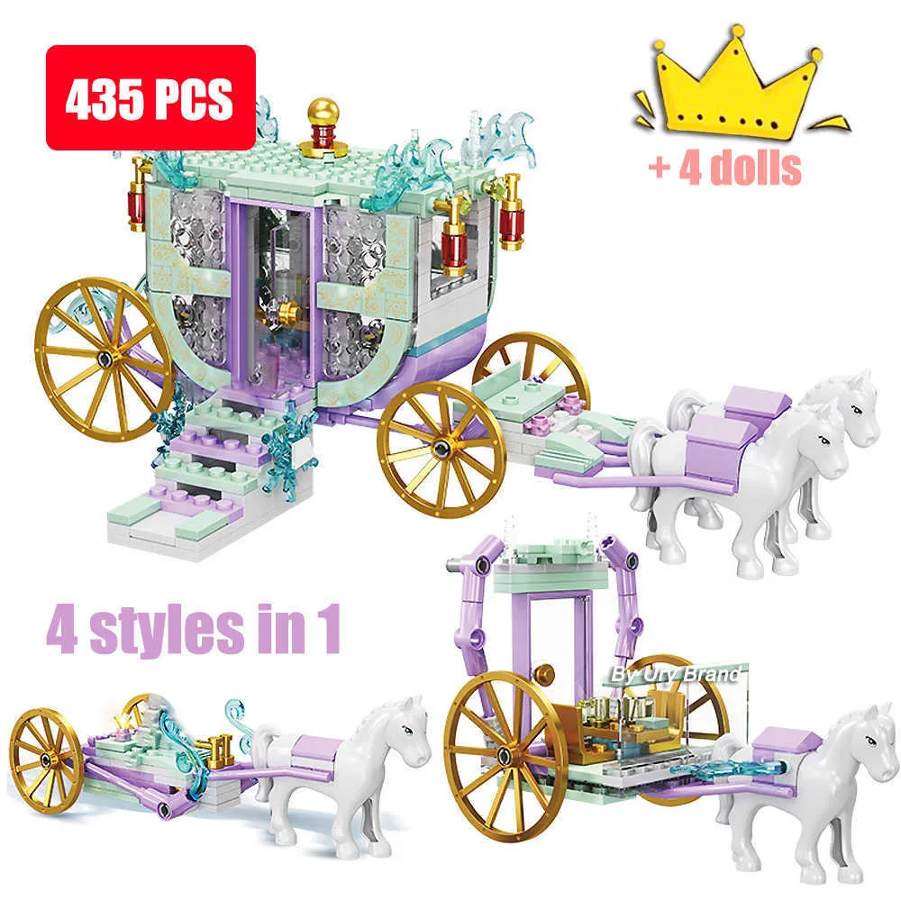 Amis princesse château maison ensembles pour filles films Royal Ice aire de jeux calèche bricolage blocs de construction jouets enfants cadeaux 210929