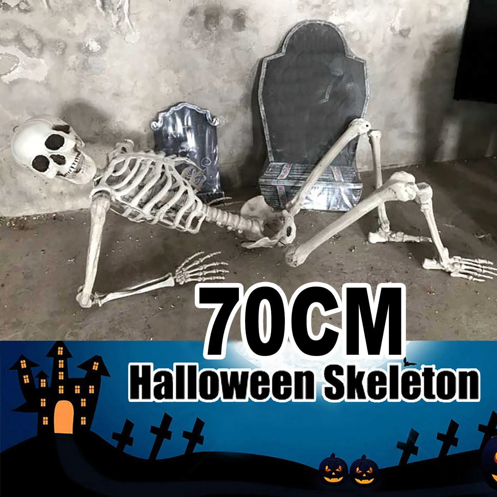 70 cm Halloween szkielet rekwizytów ludzki pełnowymiarowy czaszka Ręka Life Body Anatomy Model Decorhalloween Dekor