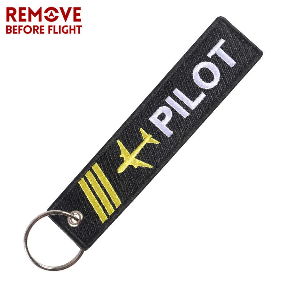 Remover antes de Flight Pilot Keychains Bordery Borderyer Pilot Key Chain For Gifts Aviação Tag Tag Rótulo Fashion Keyrings G18980717