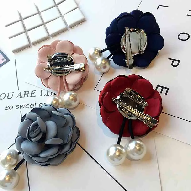 Broche de perla de imitación de flor de tela exquisita Retro de moda japonesa coreana para Mujeres Hombres traje abrigo ramillete accesorios de joyería