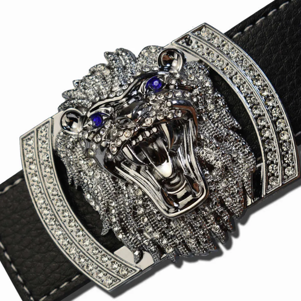 Jxqbsydk Luxus Marke Für Männer Mode Shiny Diamant Lion Kopf Hohe Qualität Taille Shaper Leder Gürtel 2021ZHP73535943