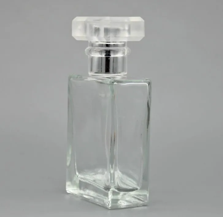 30ml Square Clear Black Glass Perfume Atomizer Bottle 1oz Sprayer Refillable Transparent Travel Portable bottle SN1287