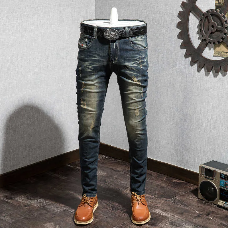 Hommes jean skinny taille 28 36 motard détruit déchiré Denim crayon pantalon Hip Hop 2020 Streetwear X0621