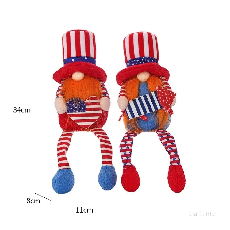 Partido Suprimentos American Felleless Dolls Patriotic Independence Day Anão Dola Scandinavian Ornaments 4 de julho Home Desktop Decor Kids Brinquedos T2I52243