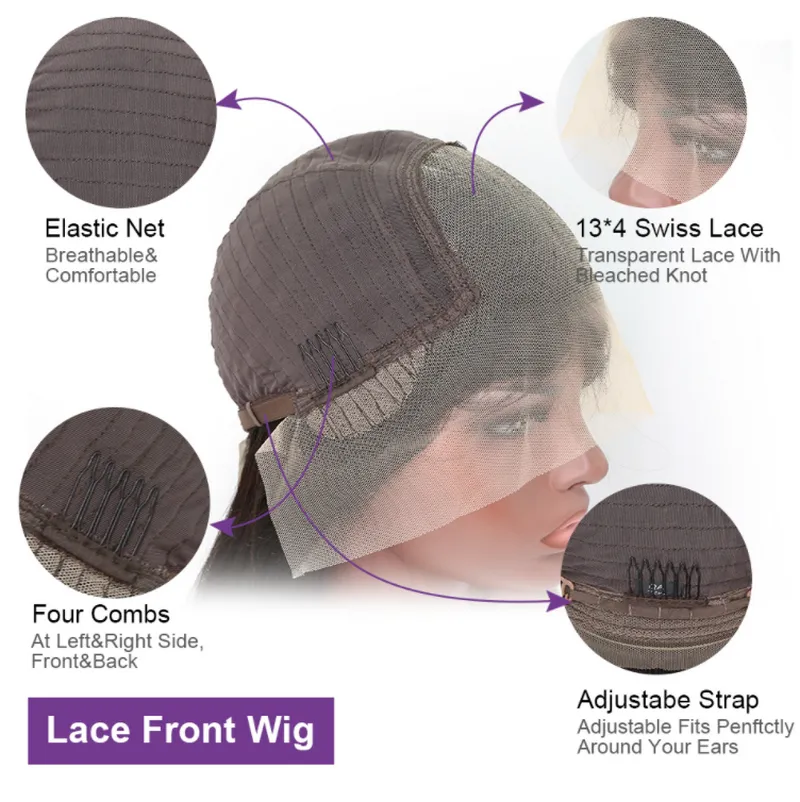 Parrucca frontale in pizzo trasparente 12-30 pollici con onda profonda sciolta 13x4 capelli umani brasiliani donne