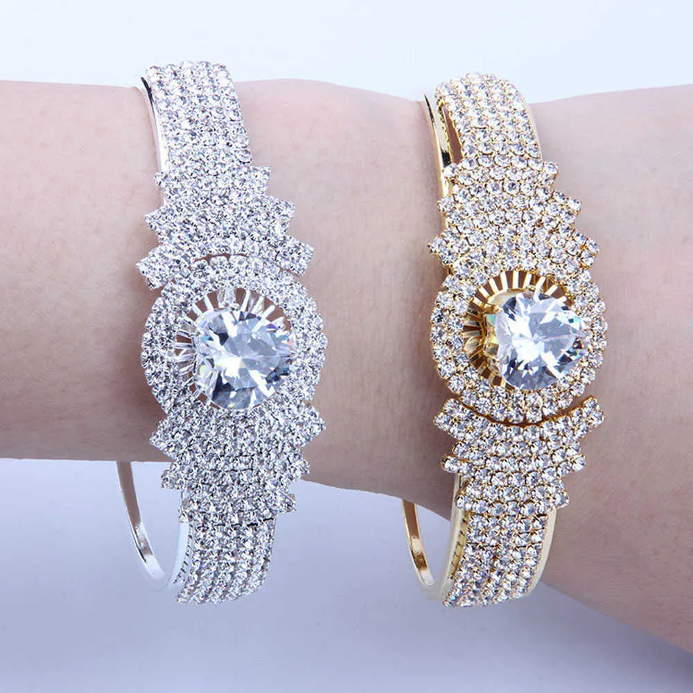 Stonefans Goud Zilver Kleur Zirkoon Armbanden voor Vrouwen Zirconia Bruiloft Bruids Gouden Manchet Armbanden Armbanden Verjaardagscadeaus Dames Q078424169