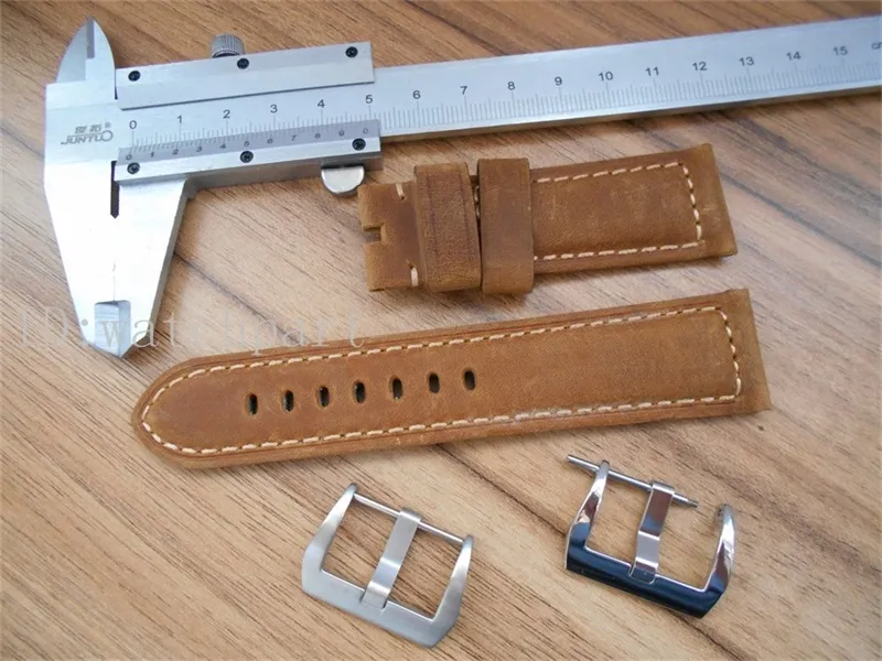 Watchpart montre pour hommes 24mm Cray horse bracelet de montre en cuir avec brosse/boucle polonaise adapté aux montres de série PAM 44mm bracelet de montre AAA