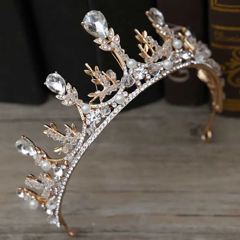 Koreaanse gouden oorbellen kettingen tiara sieraden set bruids accessoires bruiloft sieraden set H1022