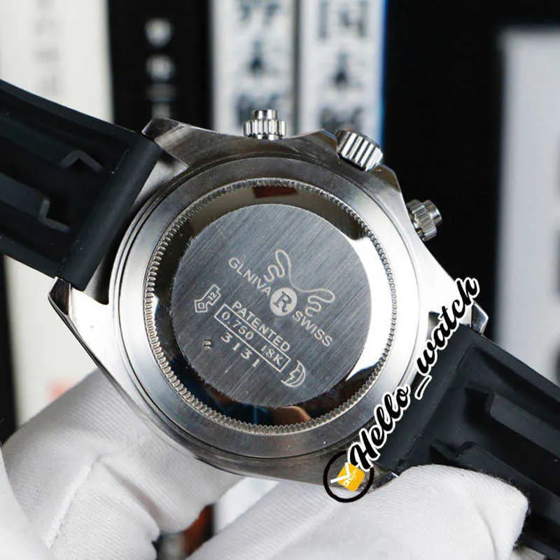 Designer Uhren billig 116519 Quarz Chronogrpah Herren Uhr graues Zifferblatt Schwarzer Subdial Steel Case Gummi -Gurt Stoppwatch PXHW Discoun256H