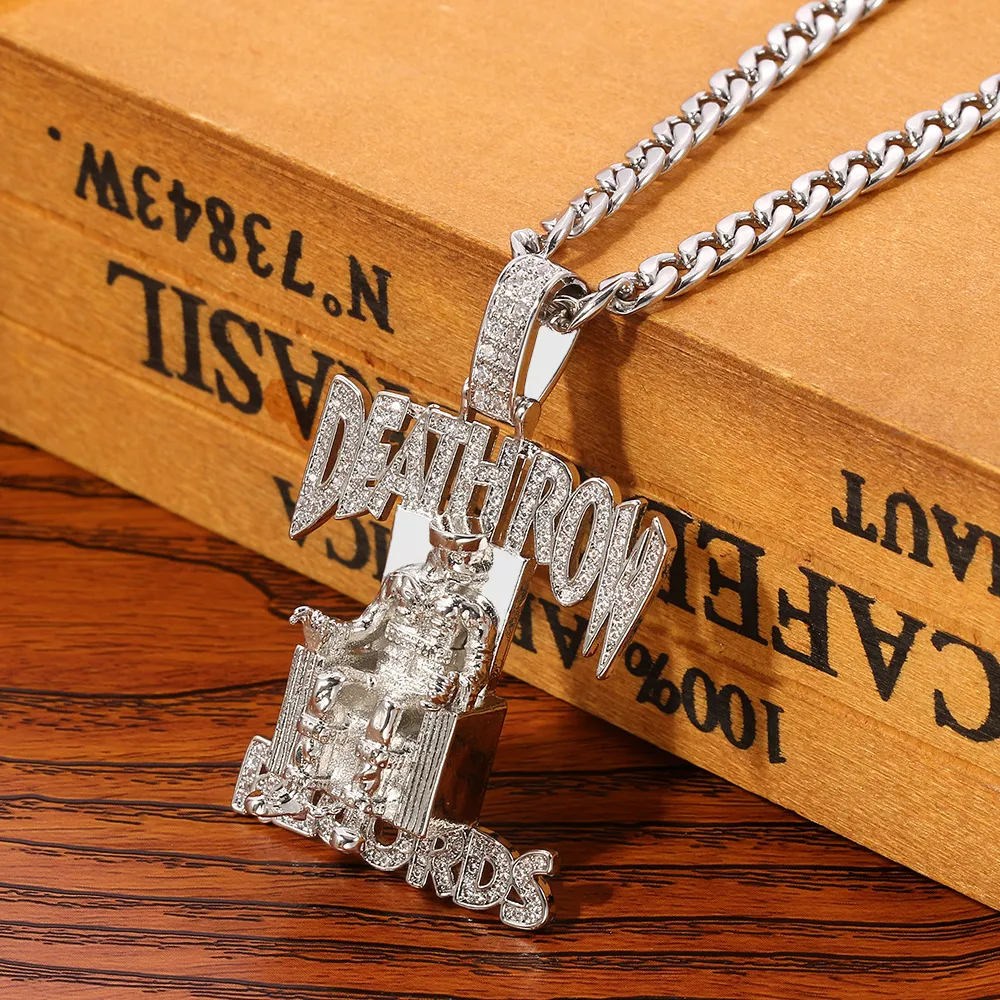 Crystal DEATHROWRECORDS Prisoner Pendant Necklace For Women Mens Hip Hop Accessories For Jewelry Necklace Neck Link Chain1687400