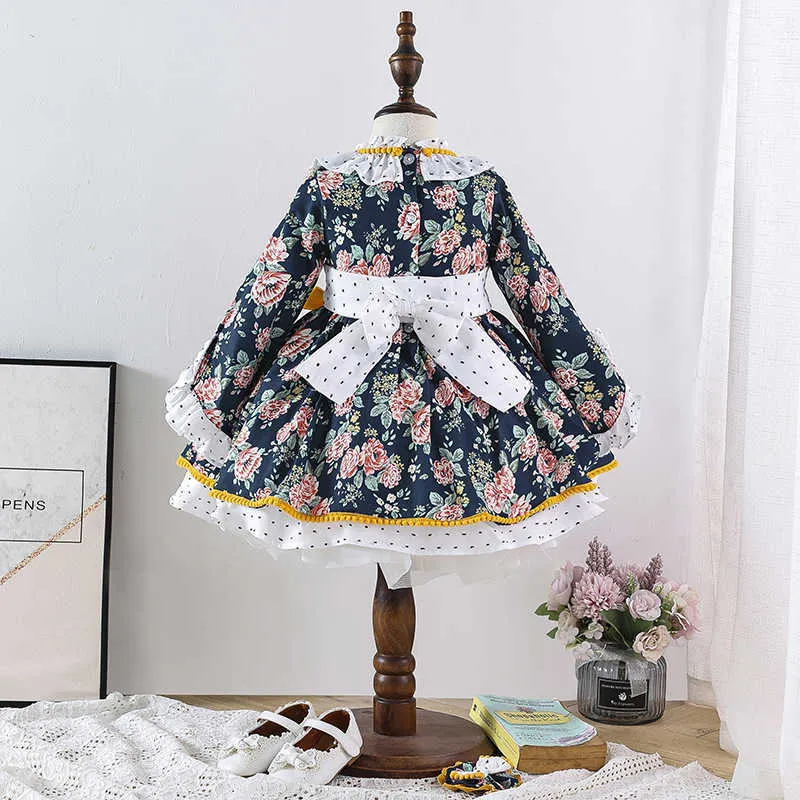 Baby Christmas Green Dress For Toddler Girls Xmas Party Frocks Kids Spanish Style Clothes Girl Lolita Princess Fluffy 210615