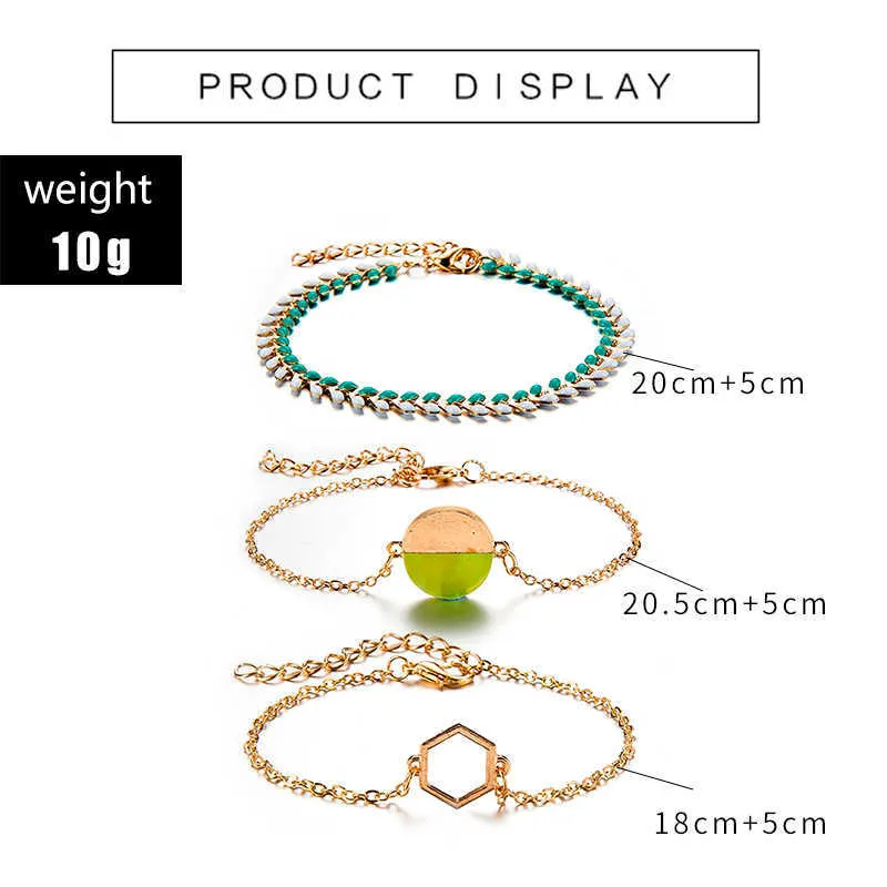 Tocona nova moda 3 pçs / sets braceletes cor ouro oco forma geométrica design cadeia pulseiras para mulheres senhoras jóias 3485 q0719