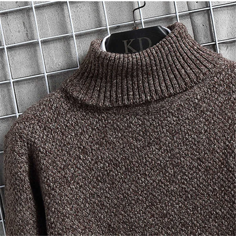 Turtleneck Sweaters Men Solid Pullovers Winter Knitted Sweater Turtleneck Pullovers Black Gery Winter Warm Sweater Men Clothing 211018