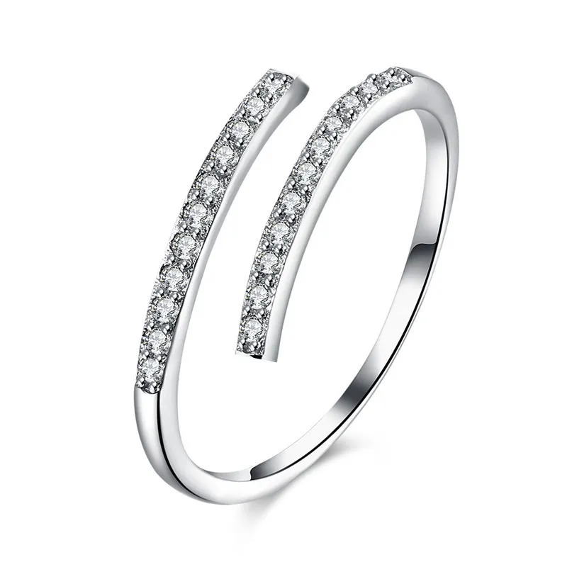 Fashion Cross Diamond Band Banding Personnalité Conception Simplicité Fraîcheur Coeur fille Zircon Ouverture bijoux réglable