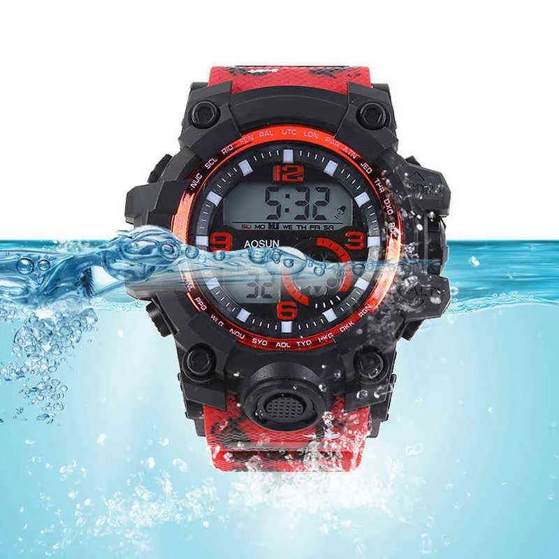 Outdoor 30M Waterdichte Sport Heren Horloge Paar Mode Heren Multifunctionele LED Elektronische Horloges Voor G Stijl THOCK 220121294E