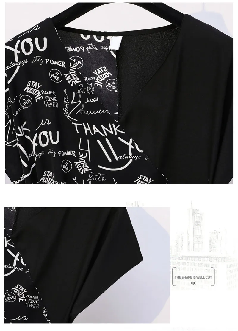 Femme Black Lettre Imprimer Midi Robes Midi Femmes Été Vintage Plus Taille Taille L-5XL Demandes de bureau avec ceinture Elegant Party Vestidos 210520