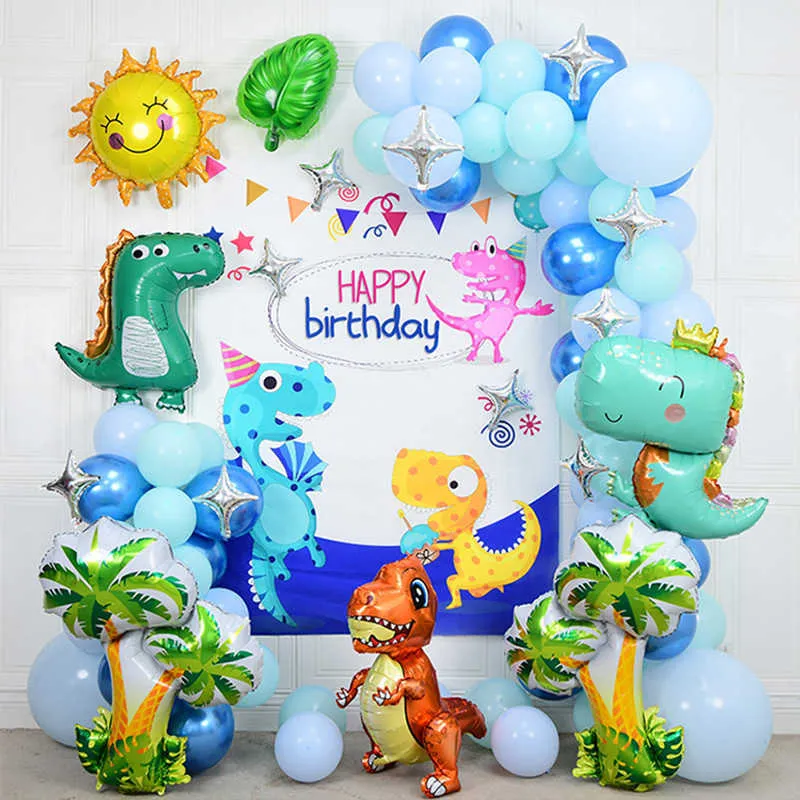 Dinosaur Foil Balloons Garland Arch Kit Latex Balloon Chain Forest Animals Birthday Party Decorations Kids Toys Baby Shower G273z