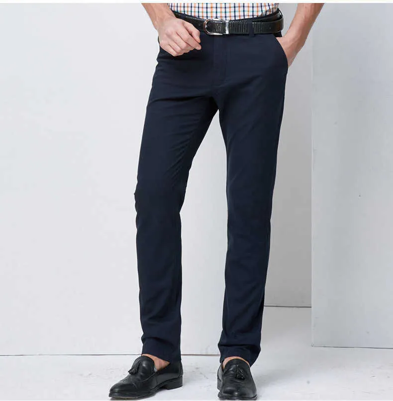 2019 yaz sonbahar yeni erkek iş rahat pantolon moda düz renk streç pantolon marka ince haki pantolon erkek artı boyutu 40 x0615
