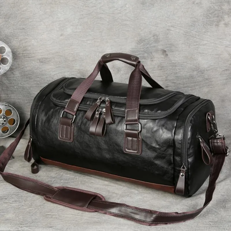 Duffelväskor män kvalitet läder resor bära på bagagepåse handväska casual resande tote stor helg xa631zc278r