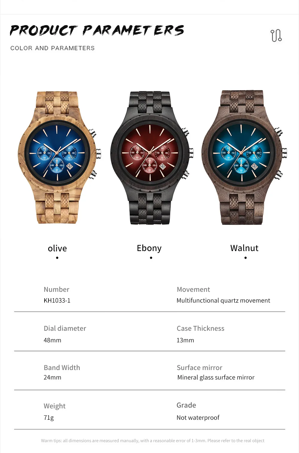 Heren Wood horloges luxe multifunctionele houten horloge heren kwarts retro horloge mannen mode sport polswatch303y