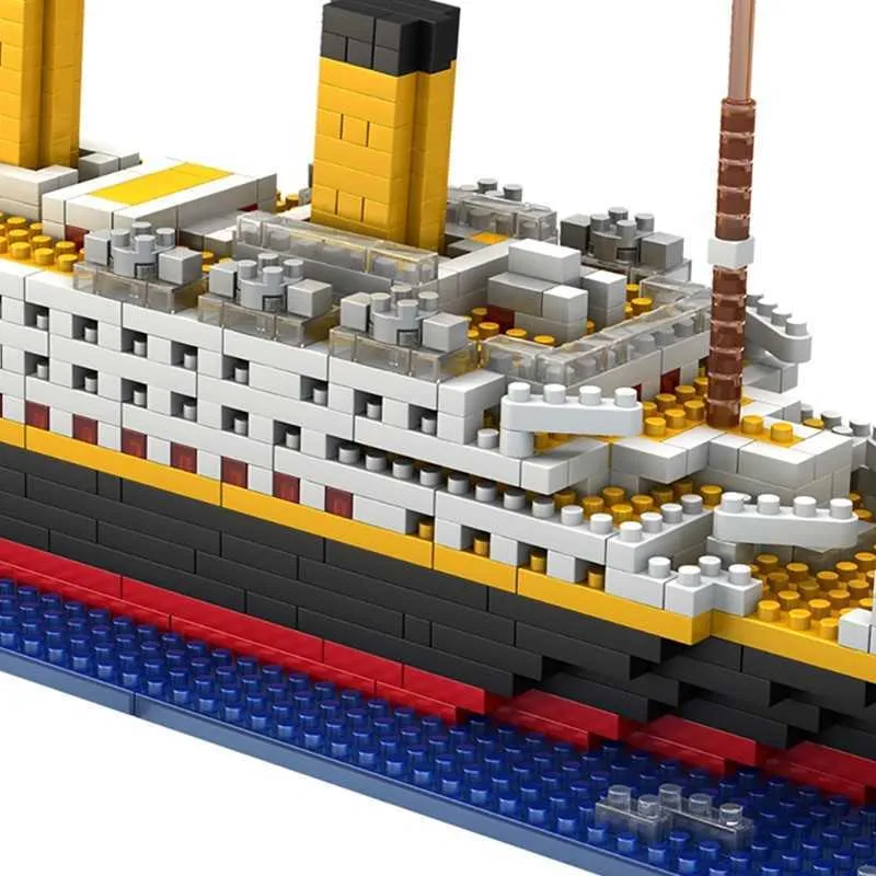 1860 pz Titanic Set Rms Barca Da Crociera Modello di Nave Building Blocks Figure Giocattoli Fai Da Te Diamante Mini 3d Mattoni Kit Giocattoli I Bambini Q0624