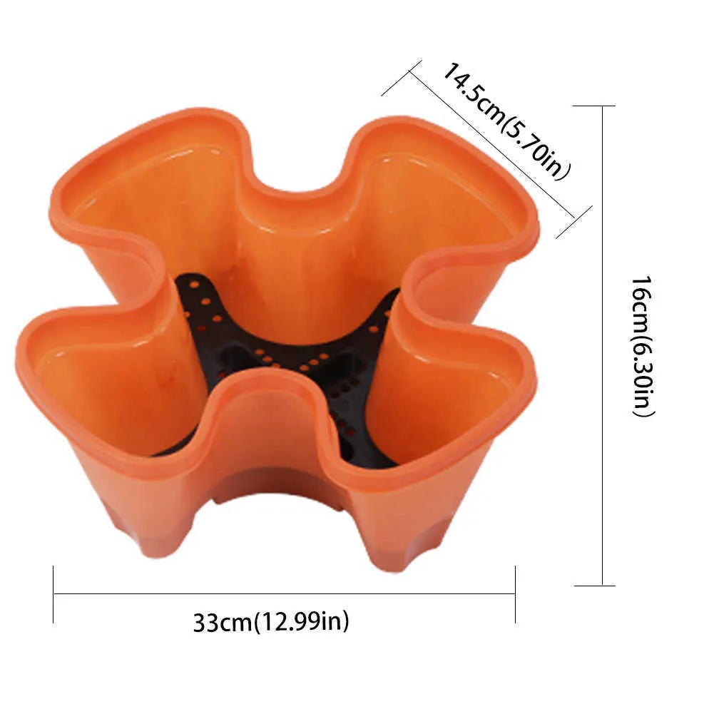 5 pièces Pot de fleur dimensionnel à quatre pétales bassin de fraises Pot de culture superposé multicouche Pot de plantation de fruits et légumes Y091258F