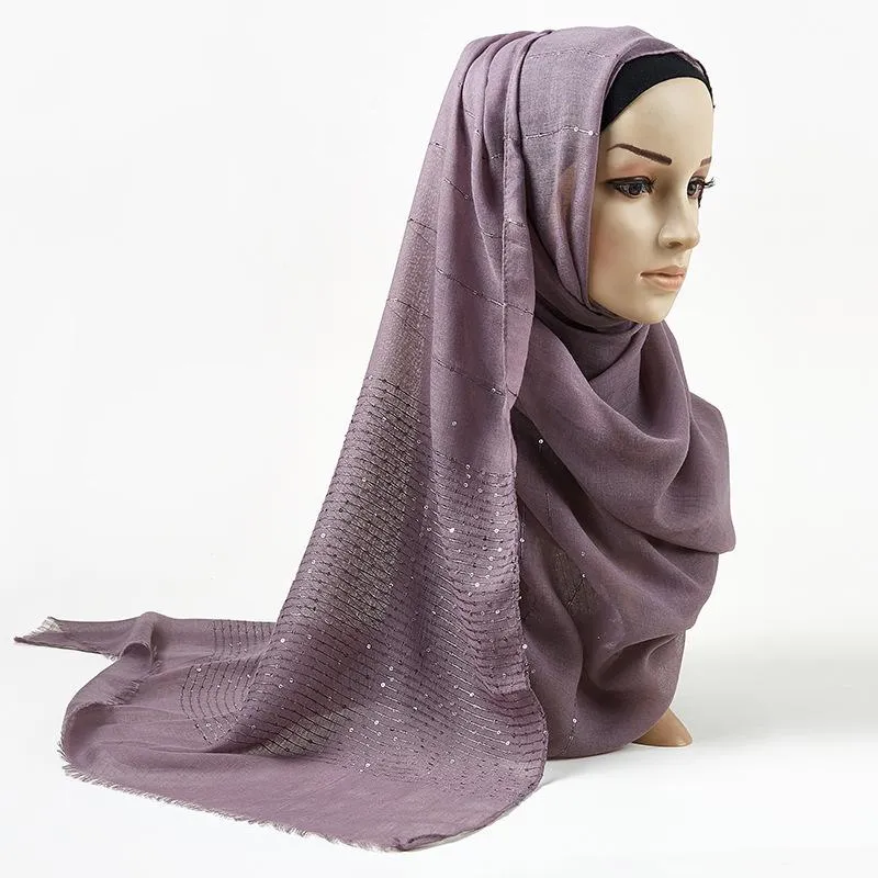 Scarves Crinkle Cotton Hijab Scarf Women Muslim Soft Long Shawl Islamic Wrap Shiny Shimmer Sequins Stole Female Headscarf Hijabs237w