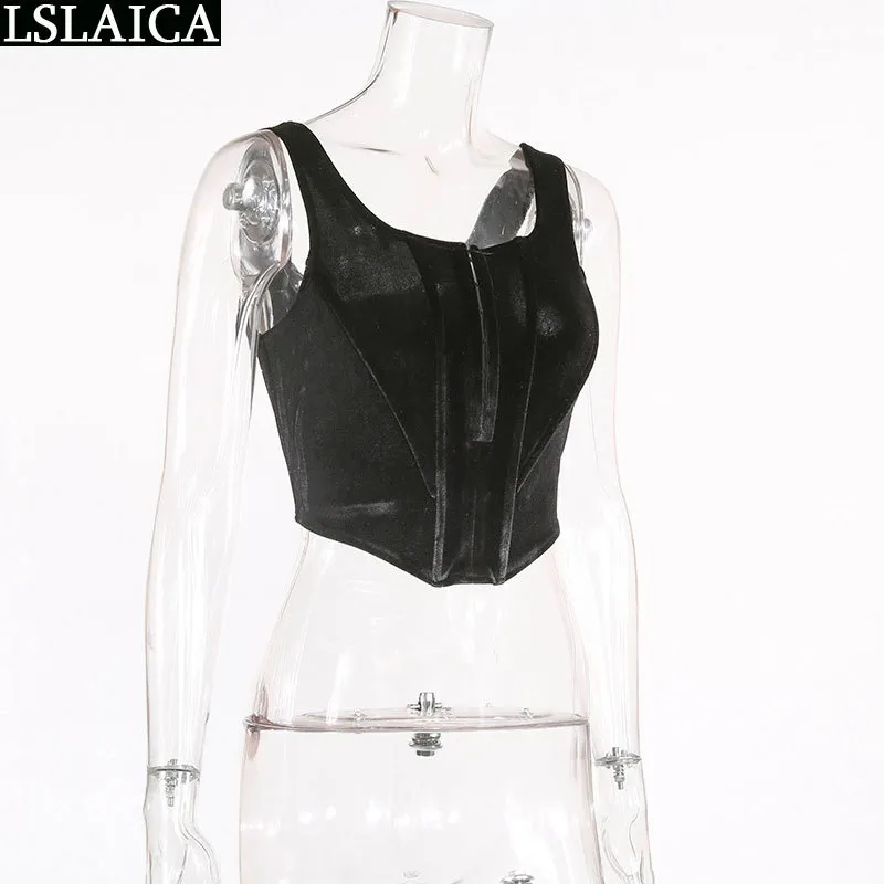 Tank Top Women Black Single-Piersed Diamond Sexy Elegant Crop Backlesless Bez Rękawów Clubwear Bluzka Casual S 210515