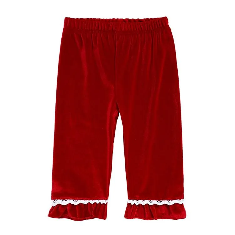 Barn Röd Nattdress Velvet Pyjamas Sätter Barnflickor Sleepwear Kläder Sömdräkt