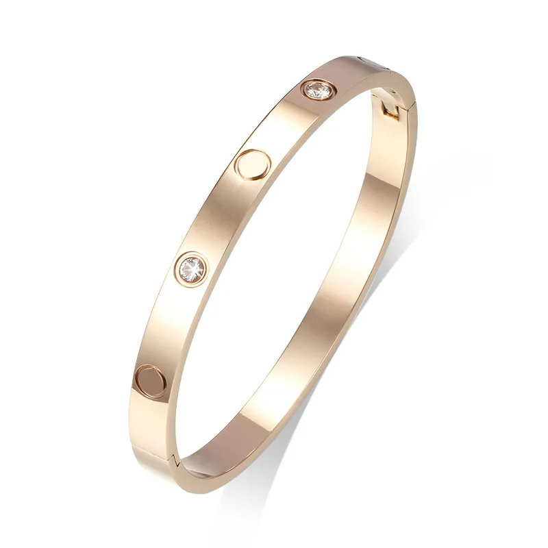 Joyería de moda Diseño de amor Brazalete Cierre de hebilla a presión Brazaletes Brazaletes Hebilla Brazalete de acero de titanio 316L con piedra For268E