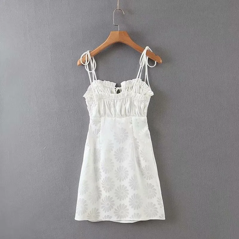 Foridol vestito floreale quotidiano casual ragazza boho beach outfit estivi donna mini abiti bianchi 210415