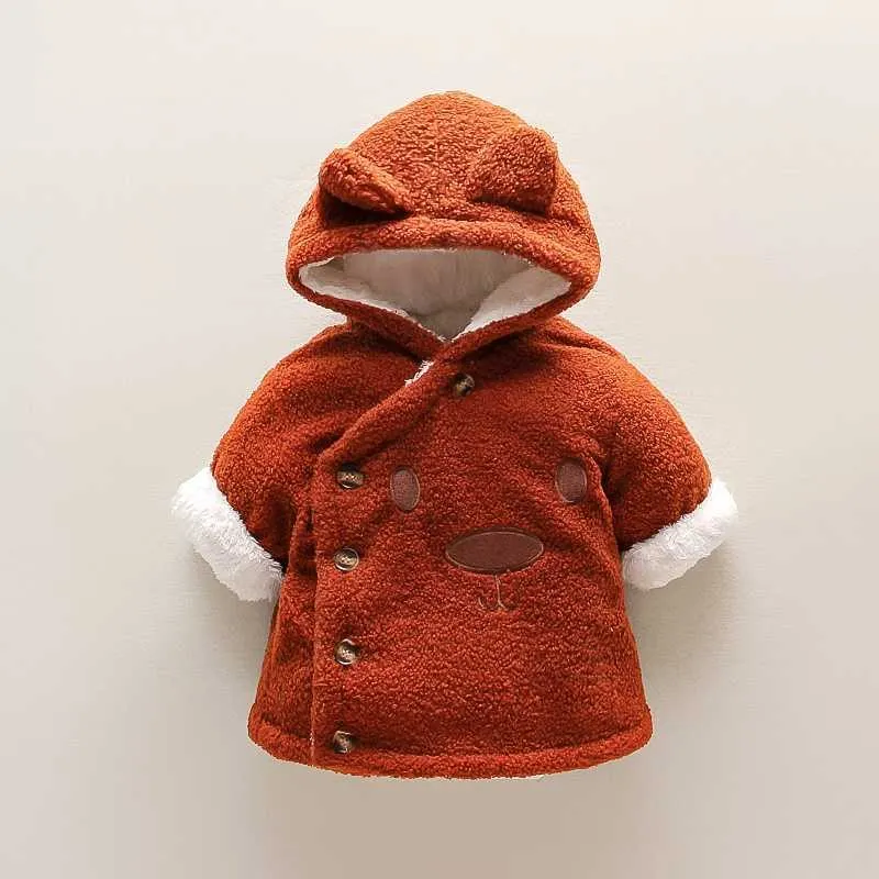 Abrigo con capucha de manga larga de pelusa de oso de dibujos animados Unisex para bebé/niño pequeño para niños ropa de niño 210528