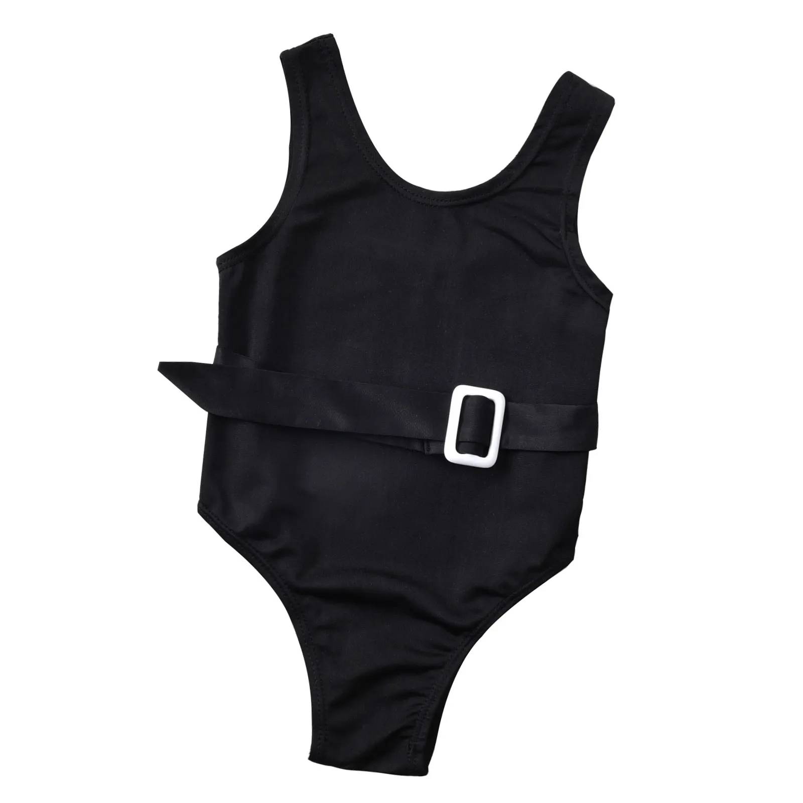 6M-5Y夏の子供子供の女の子水着黒い水着が付いているベルトソリッドカラービーチウェア水着のスーツ210515