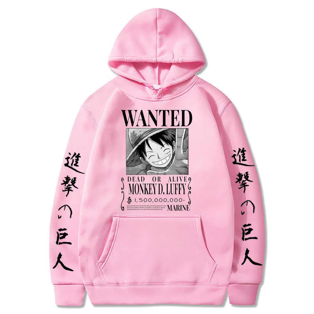 Aanval op Titan Een Stuk Luffy Hoodie Mannen Mode Homme Fleece Hoodies Japanse Anime Gedrukt Mannelijke Streetwear Oversized Kleding y0804