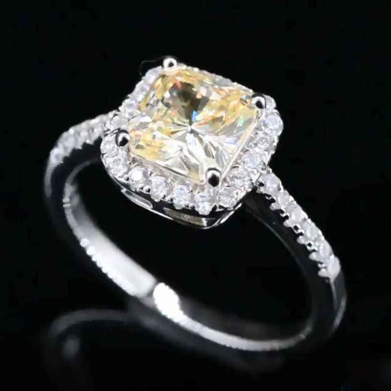 OEVAS 100% argento 925 anelli di nozze di diamanti ad alto tenore di carbonio le donne scintillanti festa di fidanzamento gioielli creati 211217