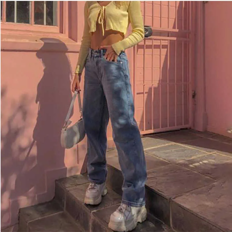 2021 nouveau automne et hiver mode décontracté denim pantalon petit ami mode femmes jean taille haute tendance jean femmes X0621