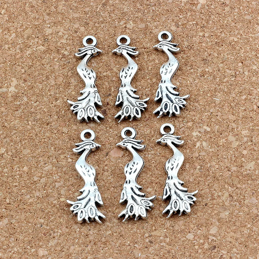 100 pièces Antique argent Phoenix breloques pendentifs pour la fabrication de bijoux boucles d'oreilles collier et Bracelet 11 5x32mm A-252334W