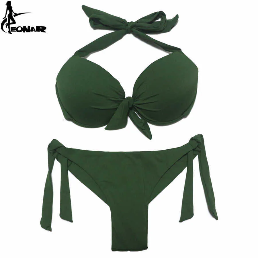 EONAR Bikini Solid Costumi da bagno Donna Push Up Set taglio brasiliano / Costumi da bagno inferiori classici Costumi da bagno sexy taglie forti 210611