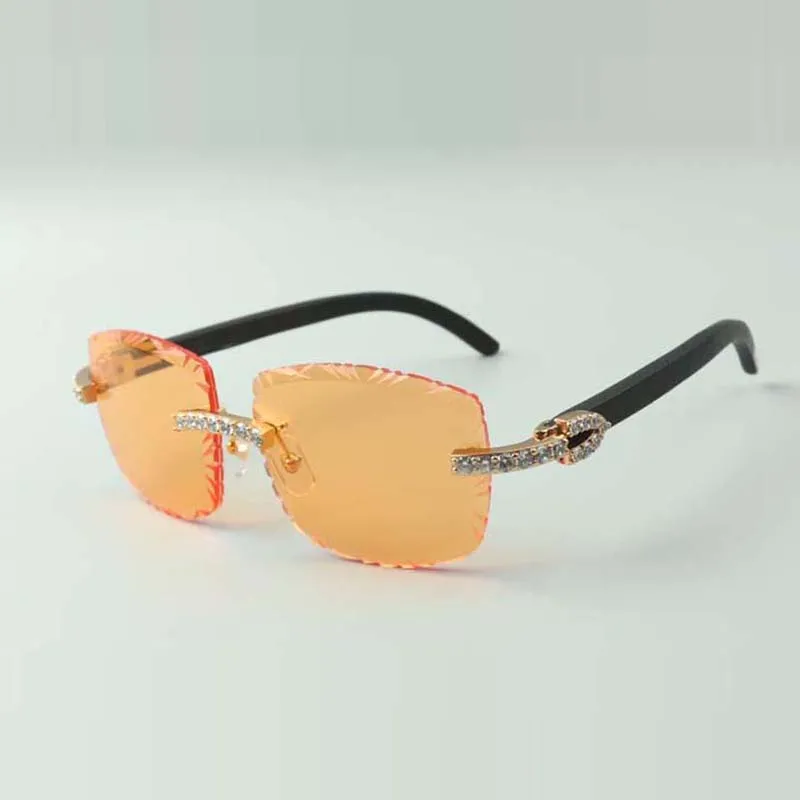 2021 Designer Sonnenbrille 3524023 XL Diamonds Schnittlinien natürliche schwarze Holzschlempel Gläser Größe 58-18-135mm312q