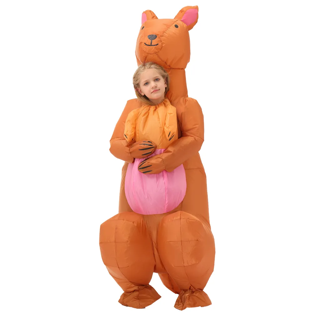 Maskottchen-Puppenkostüm für Erwachsene und Kinder, aufblasbare Kostüme, Eltern-Kind-Halloween-Kostüm, Tier-Känguru-Rollenspiel-Disfraz