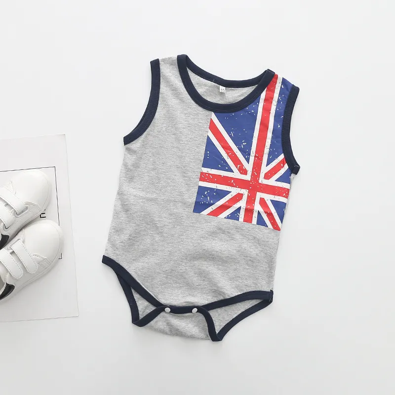 2021 여름 아기 삼각형 Romper, 미국 국기 인쇄 반소매 Jumpsuit GC188