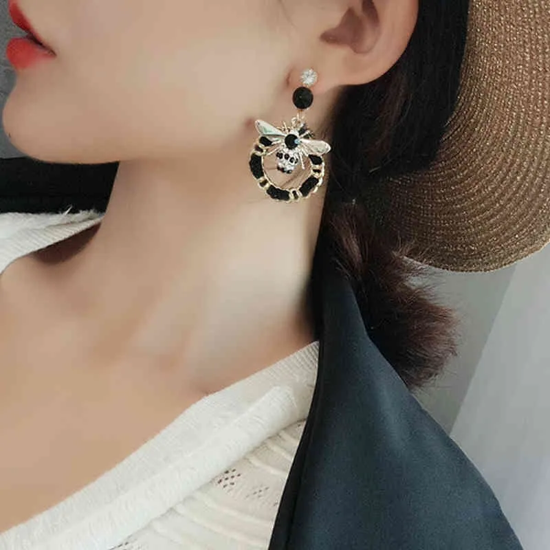 SJCHO-114 Orecchini lunghi da donna con perle geometriche intrecciate di gioielli di lusso di designer di marca coreana