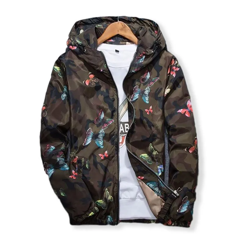 High Quality Women Windbreaker Jacket Spring Summer Camo Thin Female Camouflage Butterfly Windbreaker Coats Hooded 210518