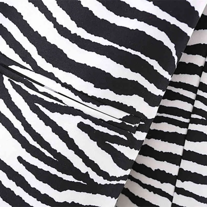 Vinatge Vrouw Losse Zebra Strepen Blazer Jassen Lente Casual Dames Basic Uitloper Vrouwelijke Elegante Streetwear Jassen 210515