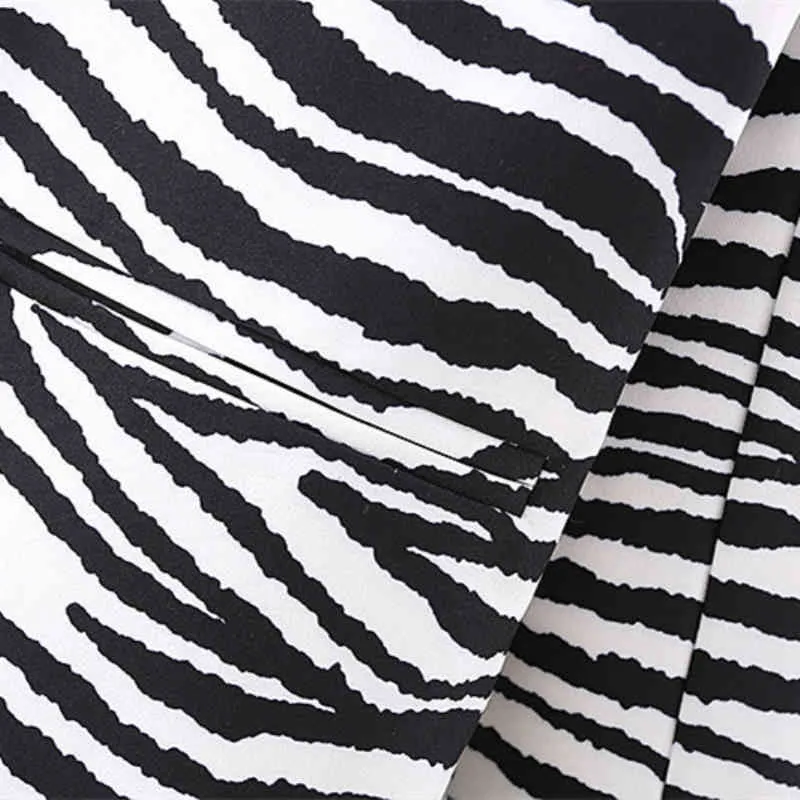 Vinatge Woman Loose Zebra Stripes Blazer Coats Spring Casual Ladies Basic Outwear Female Elegant Streetwear Jackets 210515