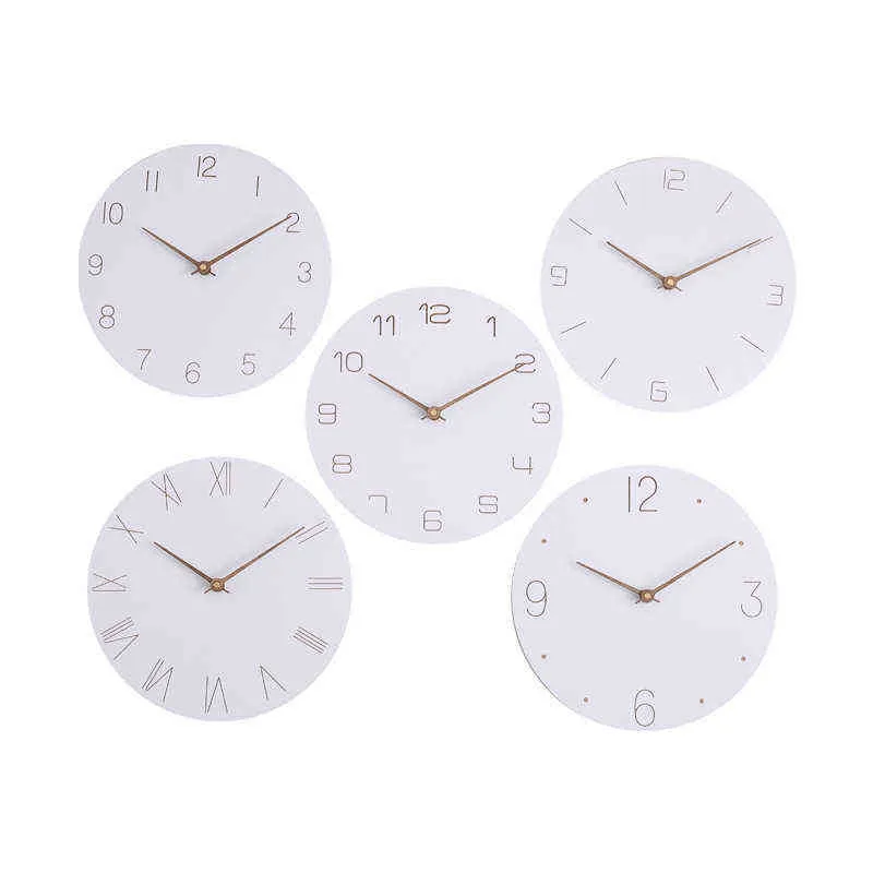 Nouvelle horloge en bois moderne minimaliste nordique horloge salon décoration de la maison accessoires mode atmosphère muet Quartz horloges murales H1230