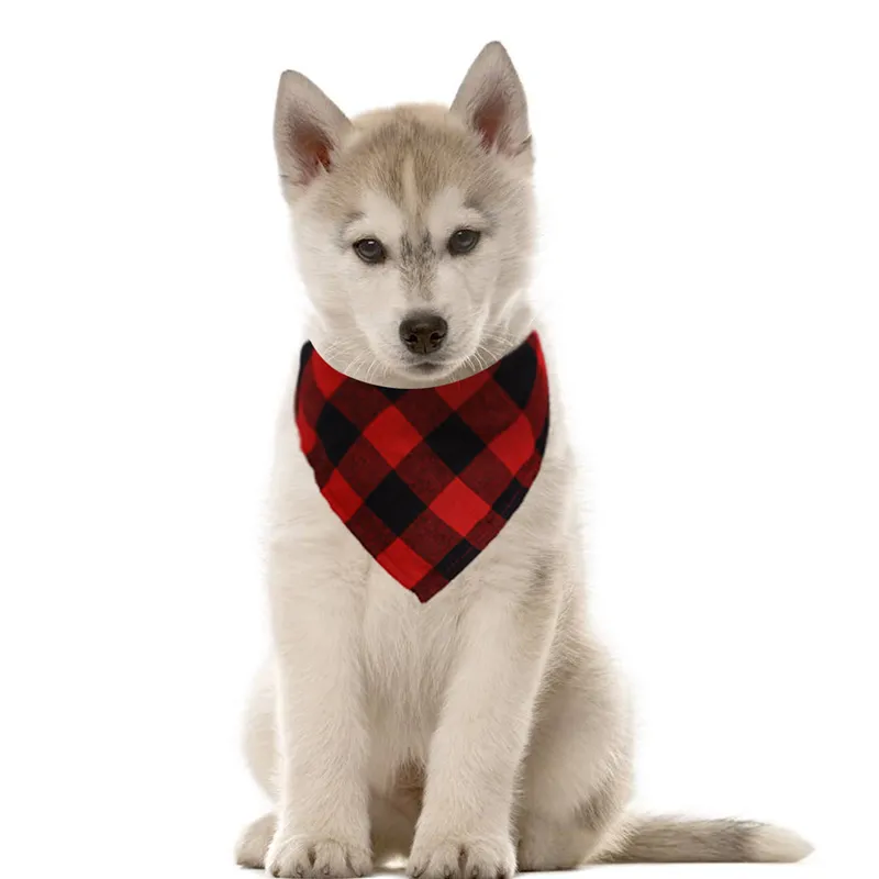Christmas Decoration Pet Triangle Scarf Puppy Cotton Scarves Bib Grid Dog Bandana Small Medium Large Dogs Bibs Xmas Gifts BH5285 WLY